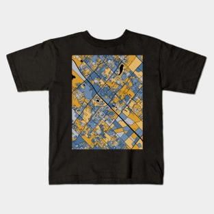 Brampton Map Pattern in Blue & Gold Kids T-Shirt